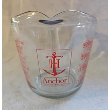 ANCHOR HOCKING 4 Cup 1 Qt MEASURING CUP Red Letters Vintage