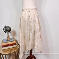 Acne Studios Striped Asymmetric Button Skirt Beige NWT Size 40 Avant Garde