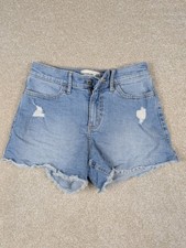 Girl's Abercrombie Kids High Rise Mini Mom Distressed Denim Shorts Size 11/12 05