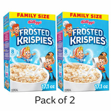  Pack 2 Kellogg  s Frosted Krispies Breakfast Cereal Family Size 17.1 oz each...
