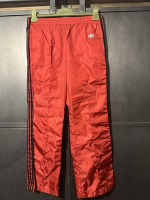 Gucci Adidas Trainingshose Satin rot mit Gucci Trefoil Logo Größe 44/XS