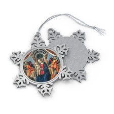 Madonna with Child - 15th Century Art - Pewter Snowflake Christmas Ornament