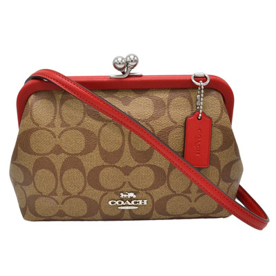 Coach Women's Nora Kisslock Crossbody Purse Signature Canvas Logo