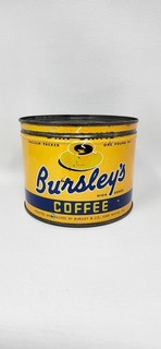 Vintage Bursley's Key Wind One Pound Coffee Tin Can With Lid FREE SHIPPING!