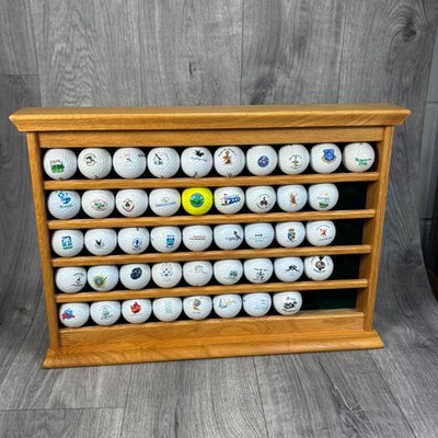 Holz 50 Golfbälle Vitrine mit 45x Logo Golfplatz Bälle Sammler