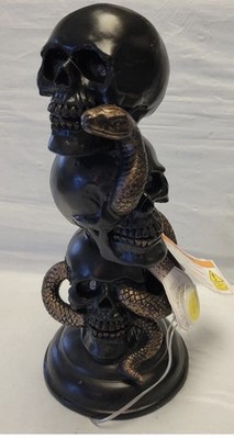 Rachel Zoe Light Up Stacked Skull & Snake Statue Halloween Gothic Figure Black