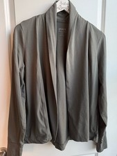 PACT Organic Cotton Open Front Cardigan Medium Olive Green Sustainable Layering