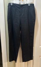 Jones New York Sport 100 Linen Solid Black Pants Size 12