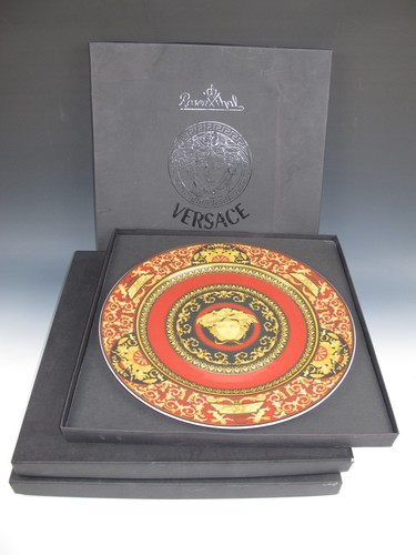 (4) Versace Rosenthal Medusa Red Service Plates (Chargers) 12"