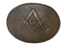 Al Shelton Belt Buckle - Masonic Free Mason - Vintage 1973 - W.F.H.W. - Bronze