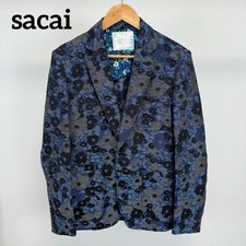 USED SACAI JACQUARD FLOWER PRINT TAILORED JACKET COTTON AND LINEN VERYGOOD