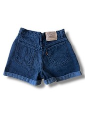 Levis Vintage 954 Shorts Women's 7 Orange Tab Jean Black Denim Cuffed High Rise