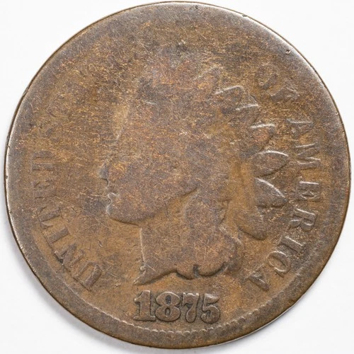 1875 Indian Head Penny Cent About Good (AG)