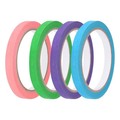 4pcs 3/8'' x 22 Yard Colored Masking Tape, Pink Purple Blue Dark Green