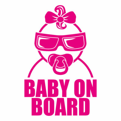 BABY ON BOARD AUFKLEBER Sticker Auto Fahrzeug Kind Mädchen Girl Deko Car