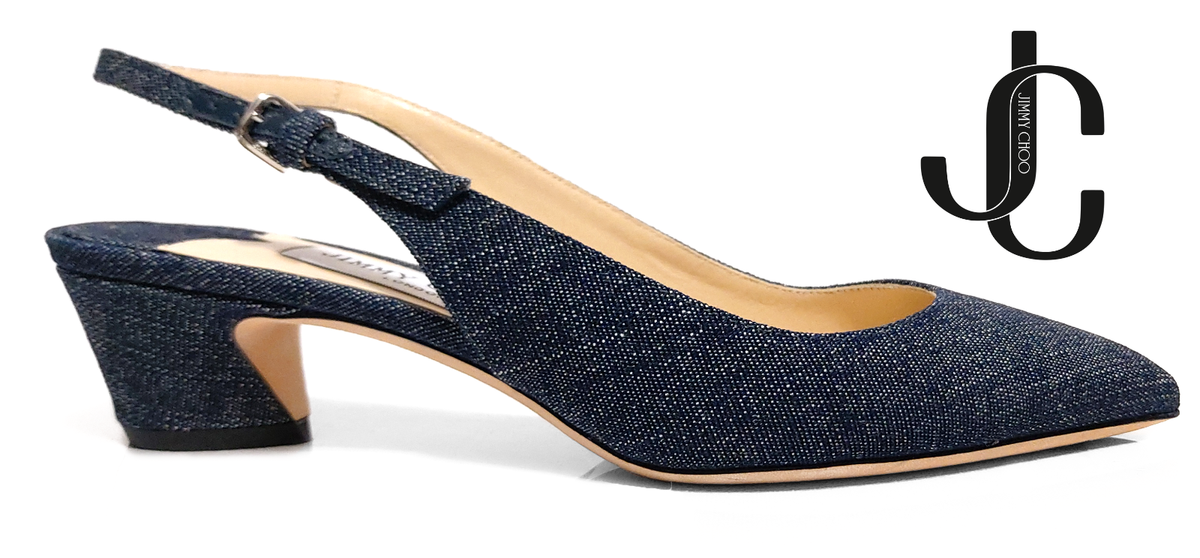 Jimmy Choo Gemma 40 Indigo Denim Slingback Size EU 36.5 US Jimmy Choo Gemma 40 Indigo Denim Slingback Size EU 36.5 US