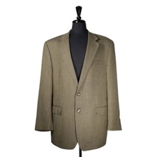 Chaps Ralph Lauren Mens 44L Tan Wool Check Blazer Sport Coat 2 Button Jacket
