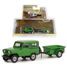 GREENLIGHT 32250-A 1972 NISSAN PATROL GREEN & 1/4 TON CARGO TRAILER 1/64 DIECAST