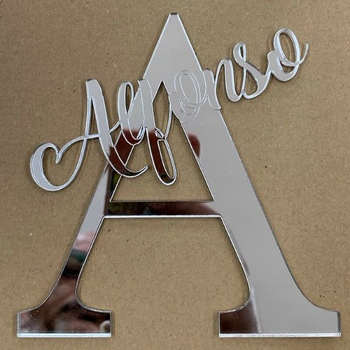 Scritta con Iniziale e Nome personalizzata in plexiglass specchiato - Picture 2 of 3