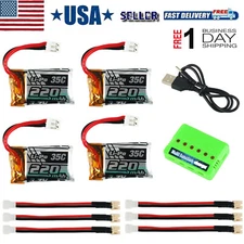4pcs 3.7V 220mAh LiPo Battery 35C with Charger for  RC Quadcopter Drone Eachine
