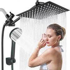 8'' Rain Dual Shower Head High Pressure Handheld Spray Combo Set Adjustable Arm