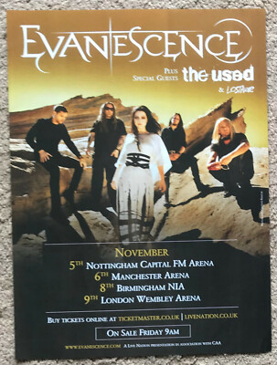 EVANESCENCE - TOUR DATES 2012 Full page UK magazine ad THE USED LOSTALONE