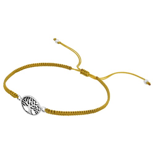 Immortal Boho Tree of Life Sterling Silver on Brown Adjustable Rope Bracelet - Picture 2 of 5