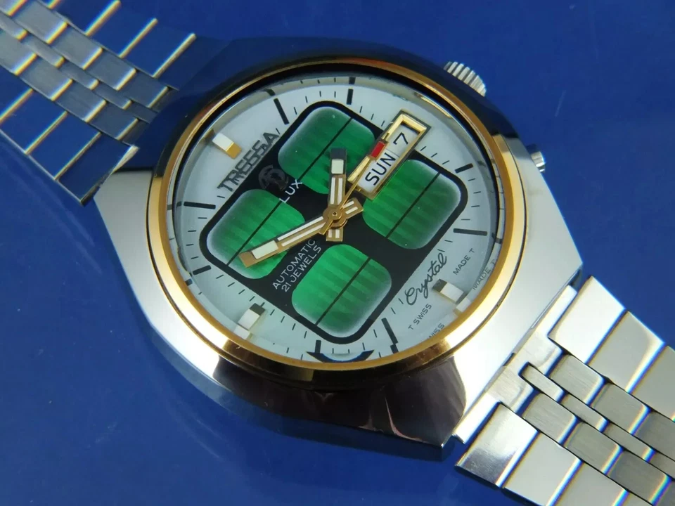 Reloj Automático Tressa Lux Cristal Vintage Retro Suizo Años 70 Nuevo de Lote Antiguo Cal AS 5206 Foto 2 de 4