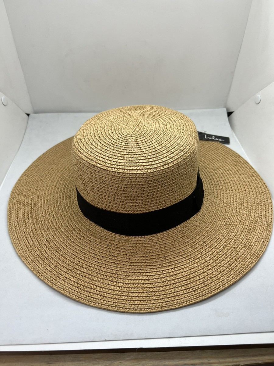 Lulus To the Sun Tan Woven Wide Womens Wide Brim Boater Hat One