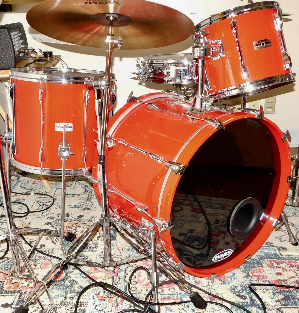 Yamaha Recording Custom 3 Piece Drum Kit Vintage 80 s Hot Rod Red 22 12 16