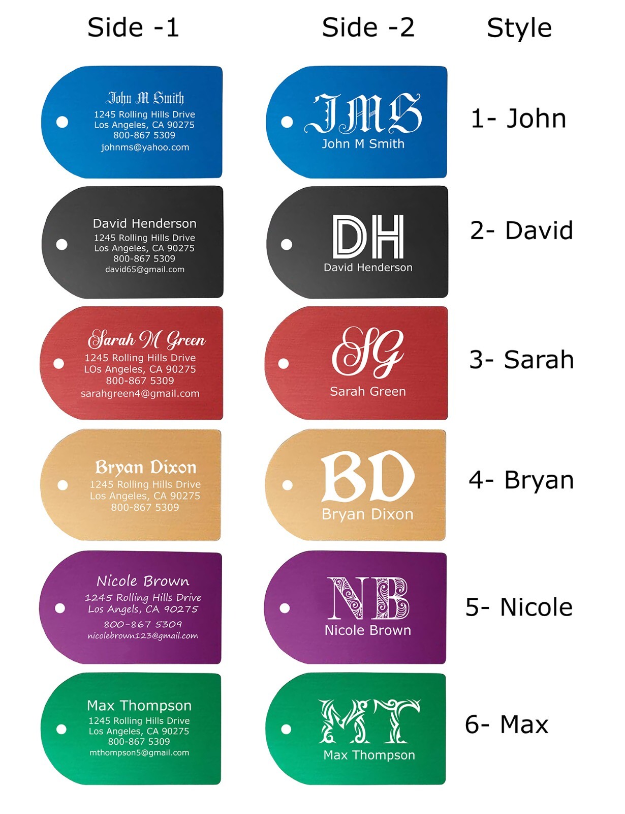Tag- 6 Colors Available- Personalized