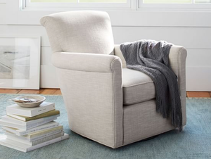 Pottery Barn Irving Swivel Chair Everyday Linen Ivory Ebay