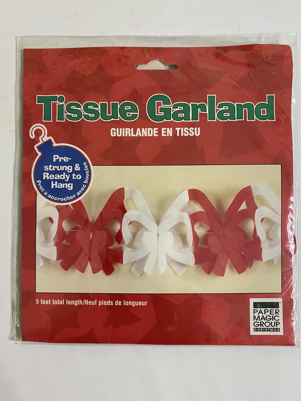 Vintage Tissue Garland Paper Magic Group Christmas Candy Cane Bows