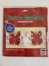 Vintage Tissue Garland Paper Magic Group Christmas Candy Cane Bows