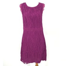 Brixon Ivy Womens Dress Medium Purple Sleeveless Lace Overlay Lined Zipper Sexy