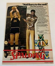 1974 Spalding basketball ad ~ WILT CHAMBERLAIN, RICK BARRY