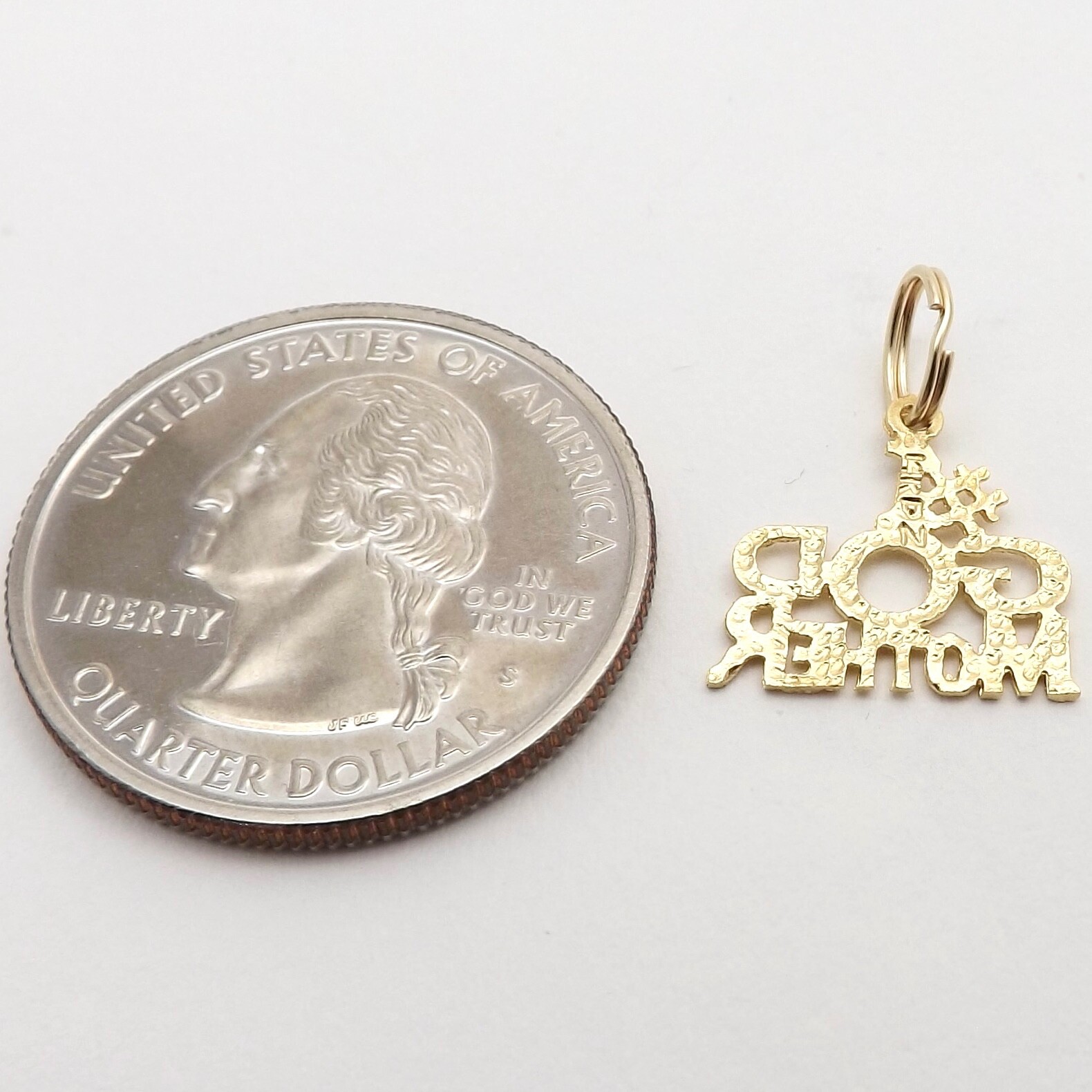 14K Gold Number No 1 One GodMother Charm Pendant Diam… Gem