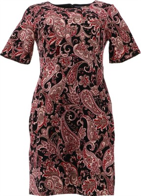 Ponte Sheath Dress Pale Rose Paisley 6P 