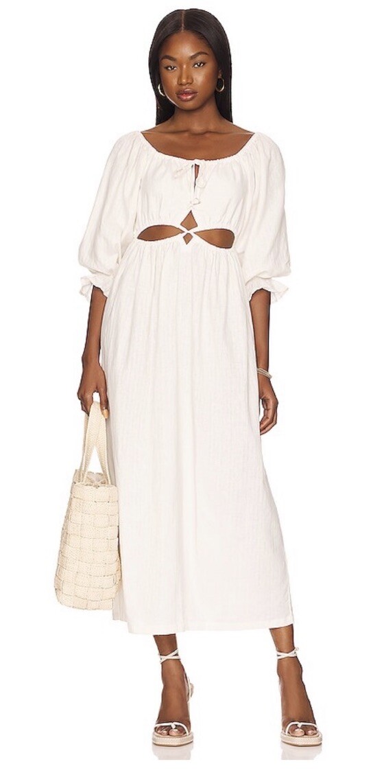NWT Cleobella Womens Large Sutton Ankle Dress Ivory Anthropologie Beach Sheer