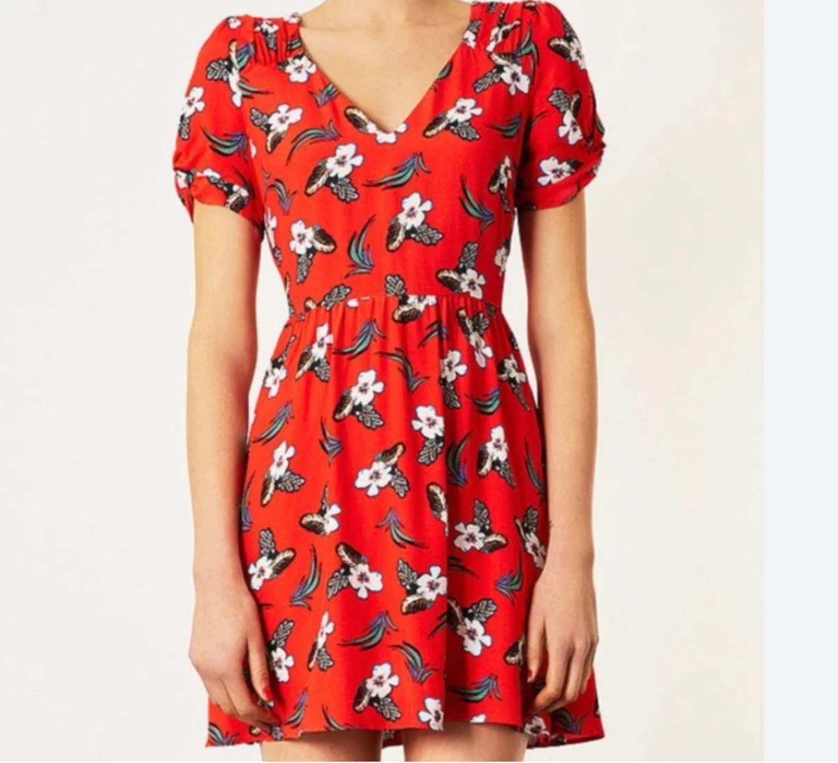Topshop red top floral dress