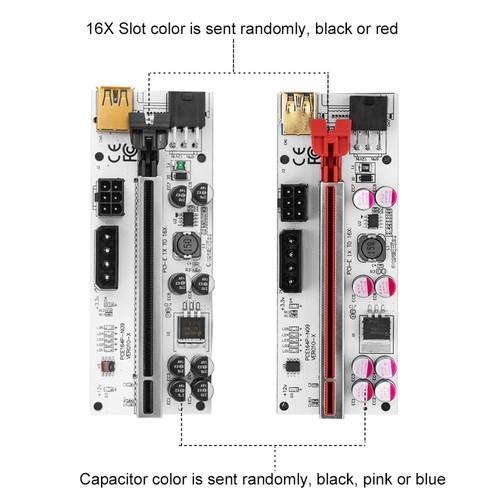 8 condensateurs PCIe 1x à 16x VER010-X PCI-E Riser Card USB 3.0 Câble GPUMinin - Photo 7/7