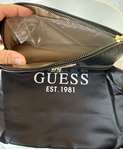 Borsa per trucco GUESS nera finto logo - custodia per cosmetici/da viaggio - nuova con borsa extra in raso - Foto 4 di 12