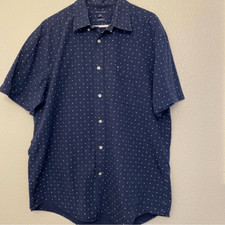 Tommy Hilfiger navy blue classic fit casual Button Up Shirt 100 cotton XL