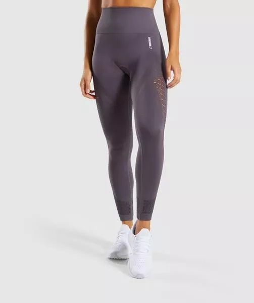 Gymshark Energy Seamless Leggings Large Gray High Waist Laser Cut Athletic