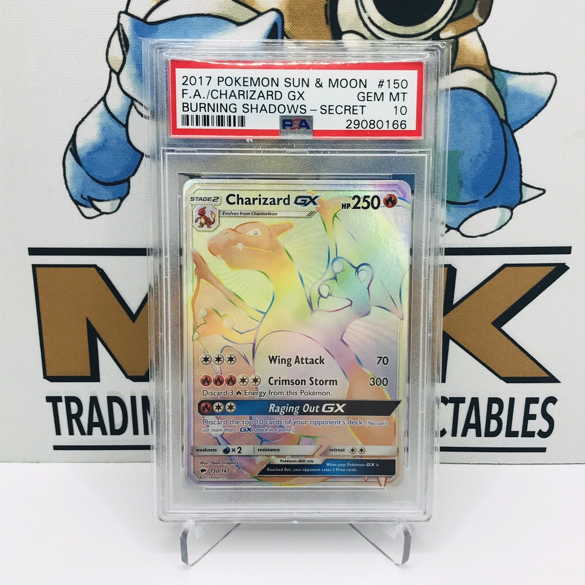 CHARIZARD GX PSA 10 Secret Rare Rainbow English 150/147 Burning