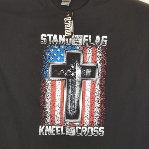Stand for the Flag Kneel for the Cross Adult XL Black tshirt - Picture 2 of 5
