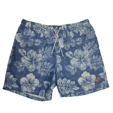Men's L -Tommy Bahama Relax Swim Trunks Blue Floral Island Drawstring Lined Mesh