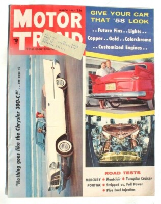 Vtg MOTOR TREND Magazine MARCH 1957  ROAD TESTS MERCURY AND PONTIAC