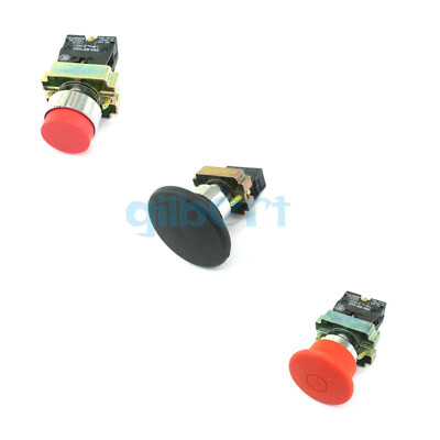 22mm Mount N/C or N/O Spring Return Momentary Mushroom Head Pushbutton Switch
