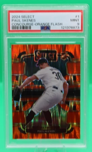2024 Select Paul Skenes Concourse RC Orange Flash Prizm #1 Pirates PSA 9